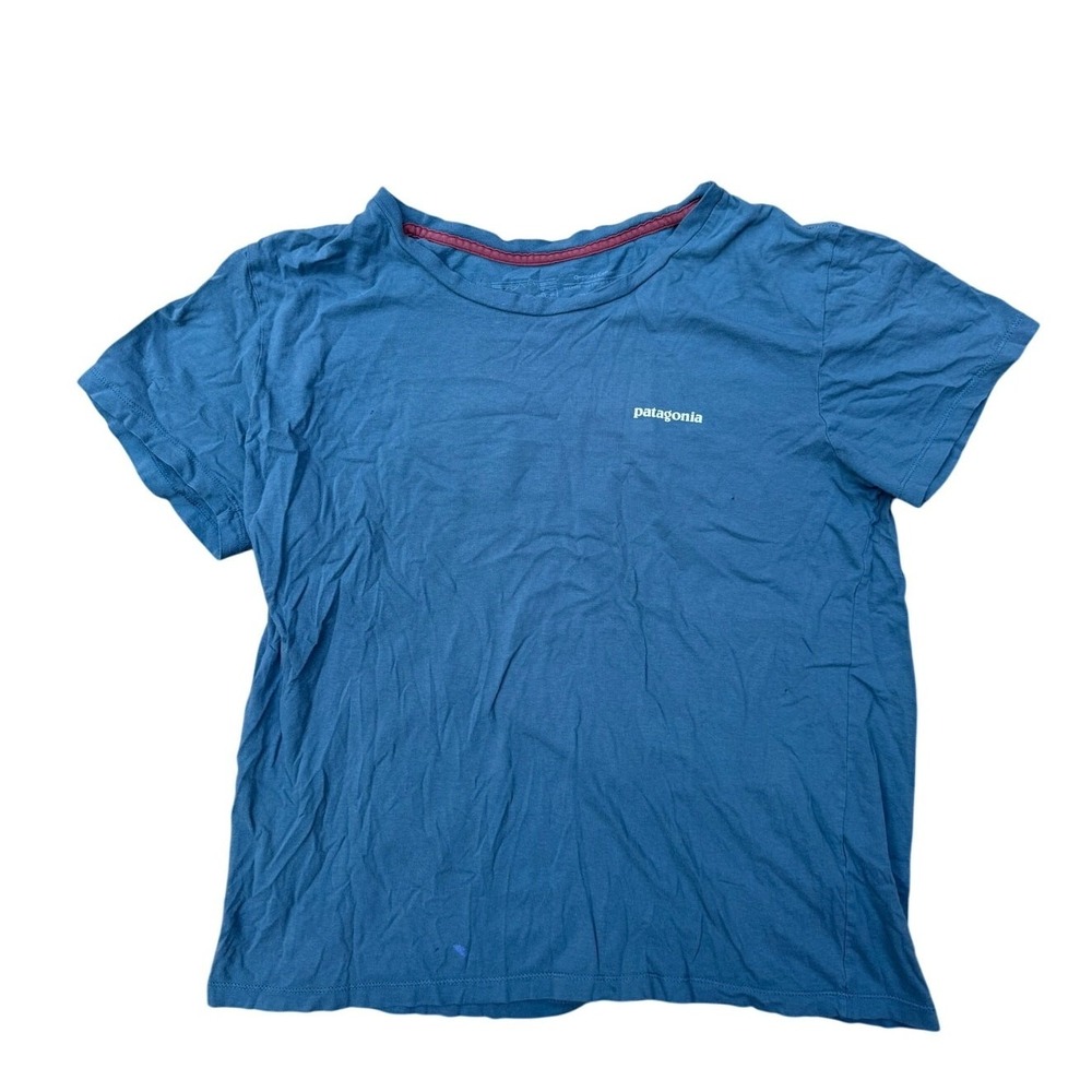 Patagonia Womens P-6 Logo Responsibili-Tee Blue T-Shirt Size M Short Sleeve
